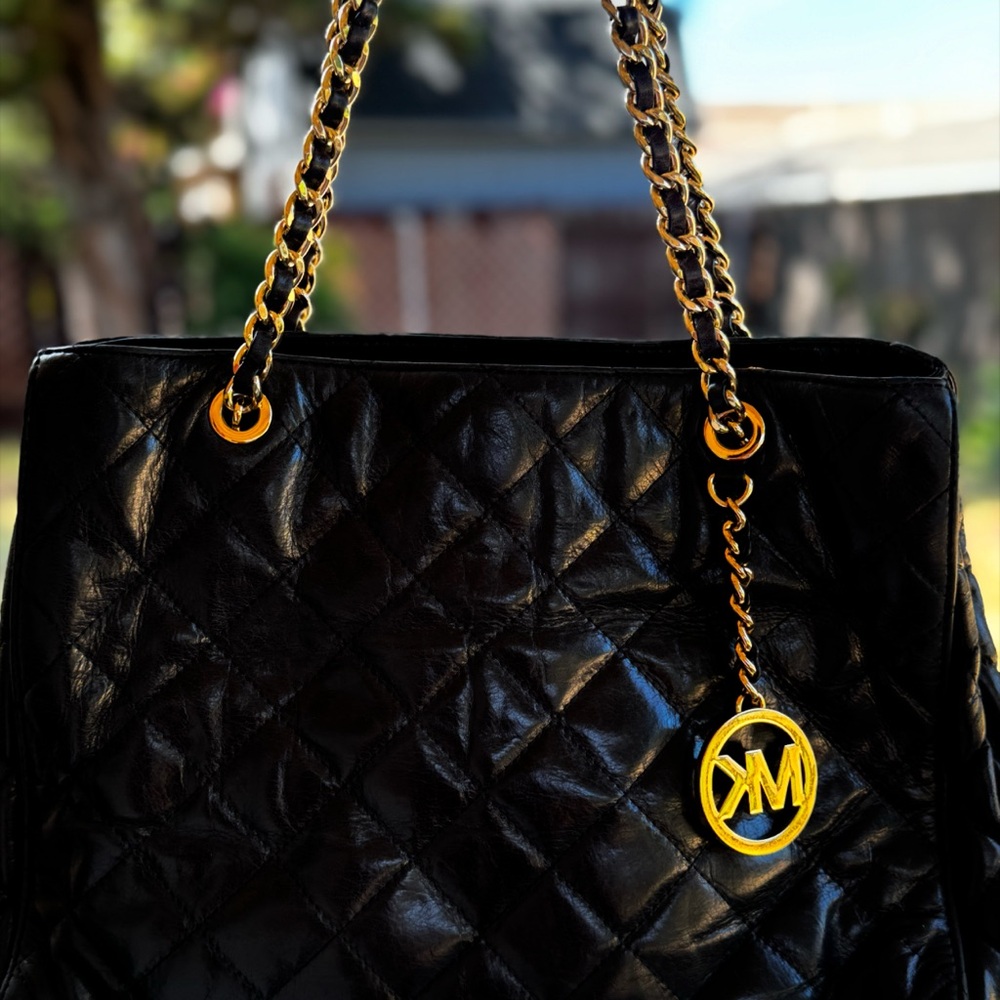 Michael Kors Leather Black Quilted Chain Shoulder Bag